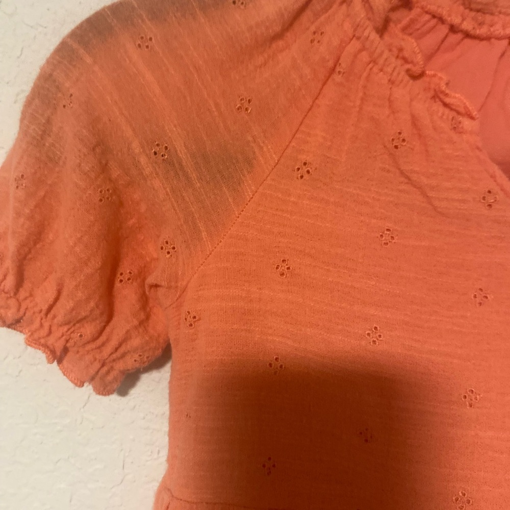 Vibrant Cat & Jack Vibrant Ruffle Orange Girls Dress, 100% Cotton Lining - Picture 7 of 9
